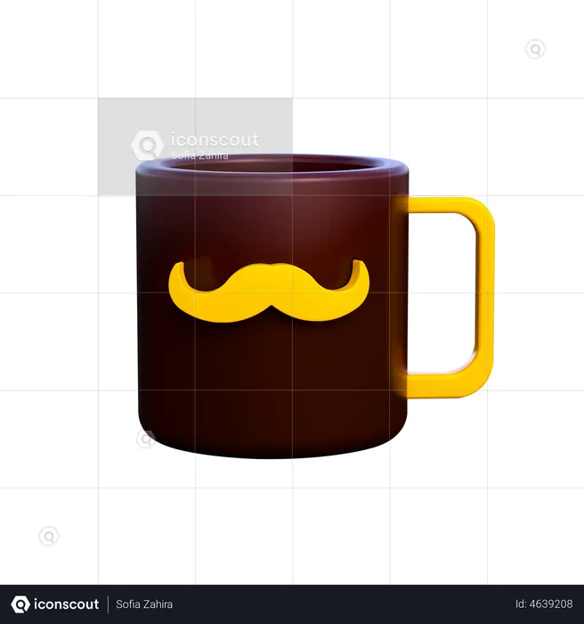 Cup With Moustache  3D Illustration