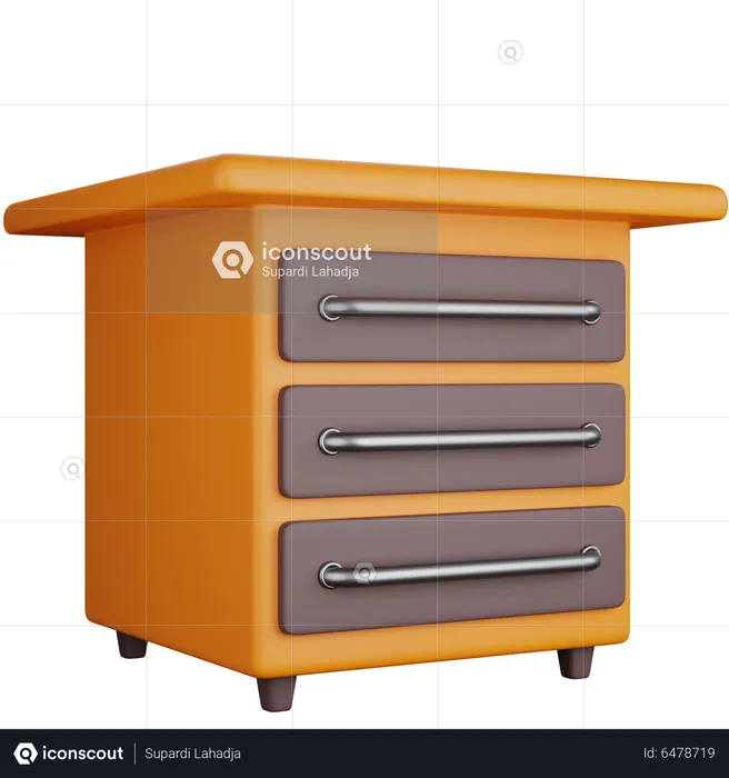 Cupboard With Three Drawers  3D Icon