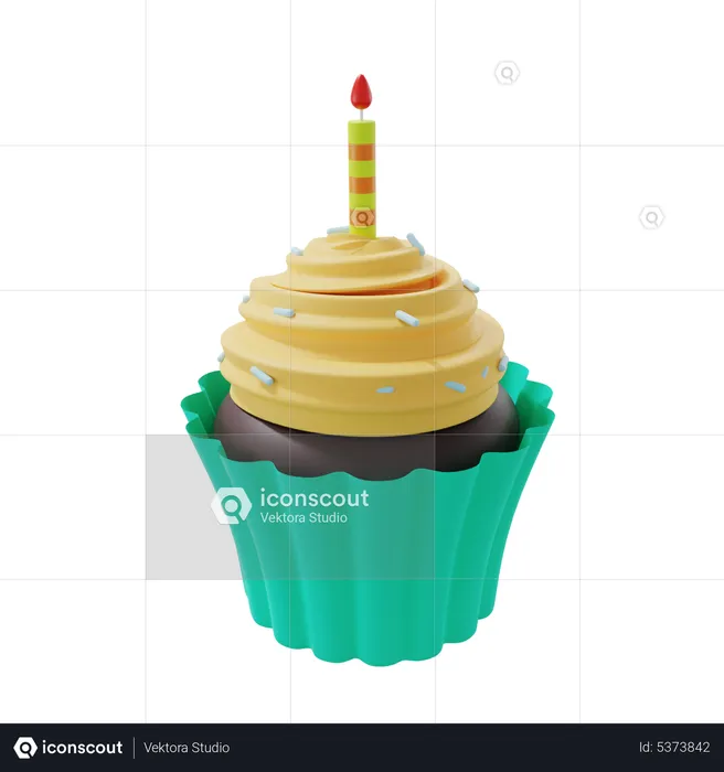 Cupcake de aniversário  3D Icon