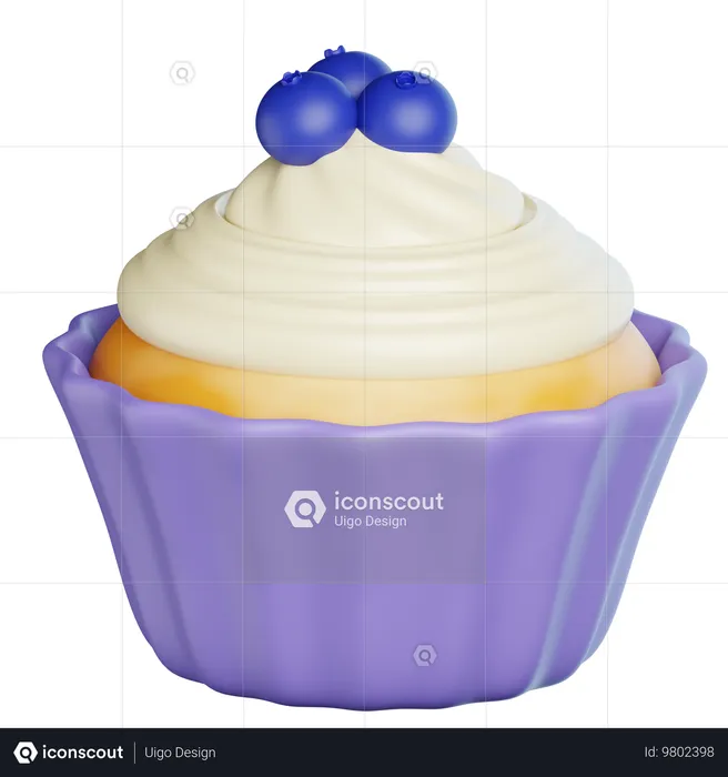 Cupcakes Blaubeeren  3D Icon