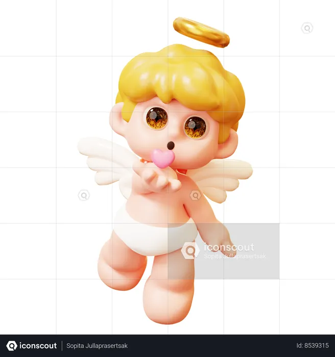 Cupid Blowing Kiss  3D Icon