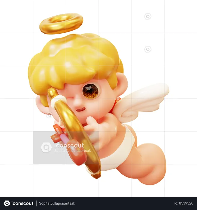 Cupid Shooting Bow  3D Icon