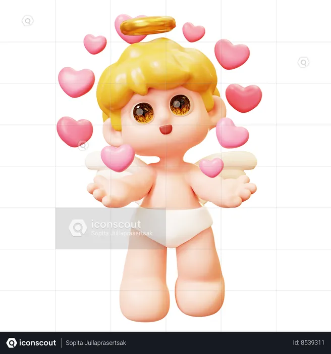 Cupid Spreading Love  3D Icon