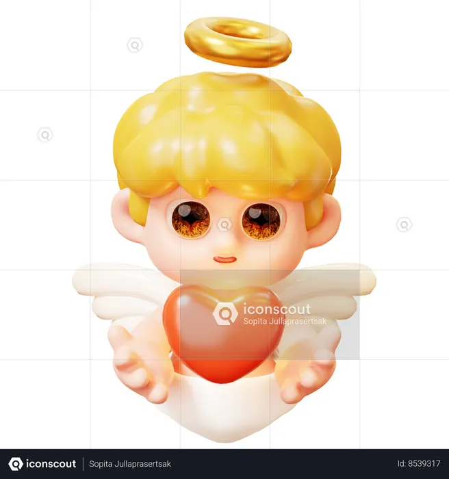 Cupido com coração  3D Icon