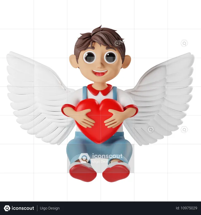 Personaje en 3D del niño Cupido de San Valentín  3D Illustration