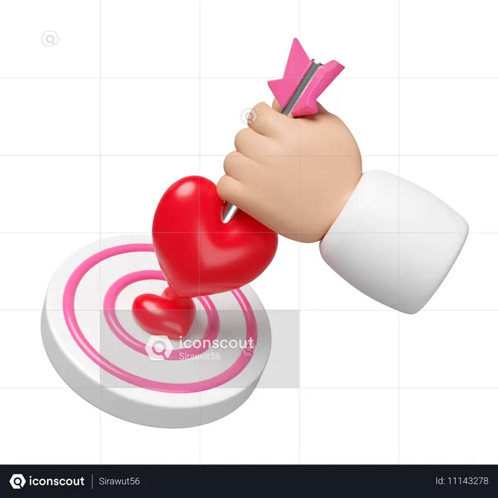 Cupido mão segurando coração flecha  3D Icon