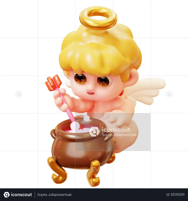 Cupido elaborando poción de amor  3D Icon