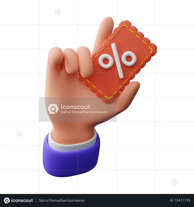 Mano sosteniendo cupón de descuento  3D Icon