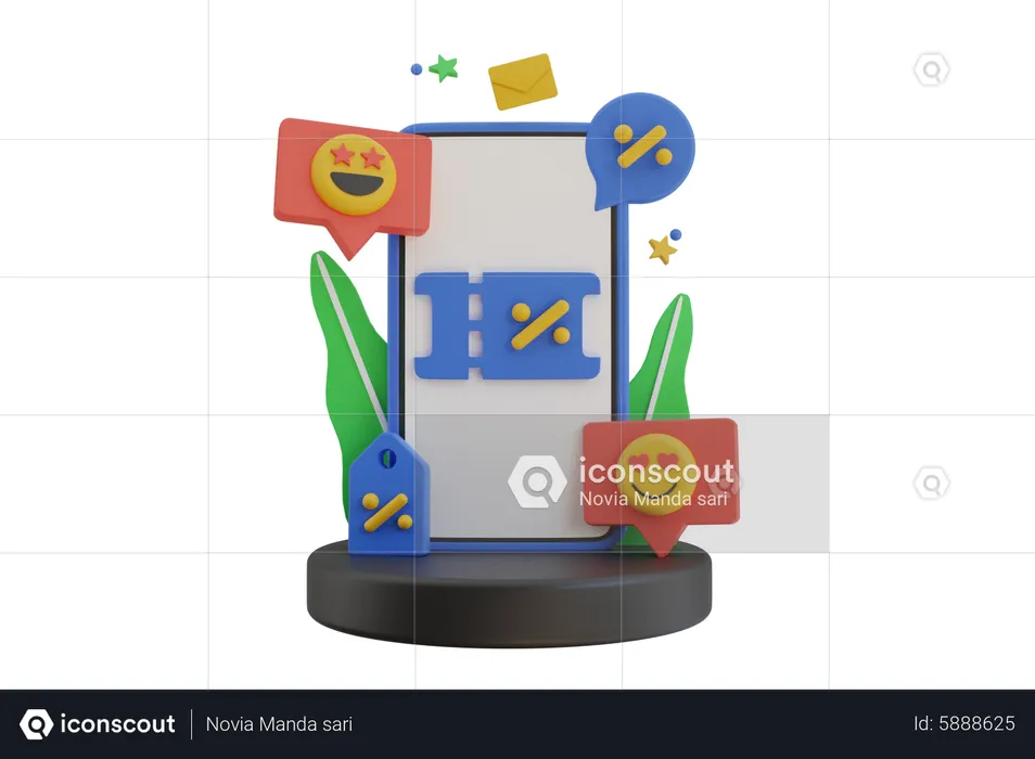 Cupón de descuento en línea  3D Illustration