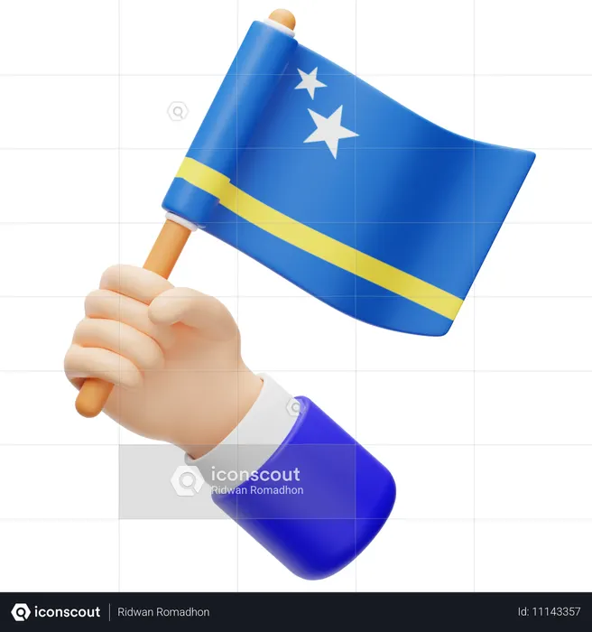 Curacao flag in hand Flag 3D Icon