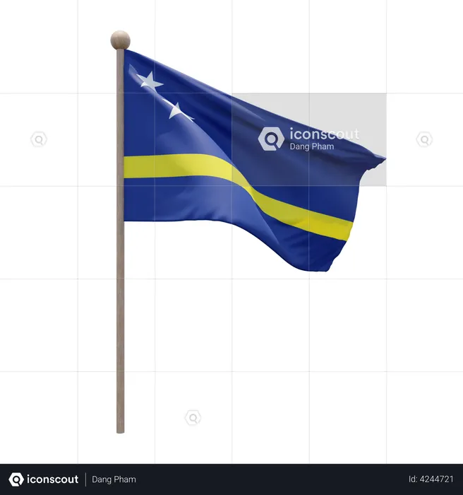 Curaçao Flagpole Flag 3D Illustration