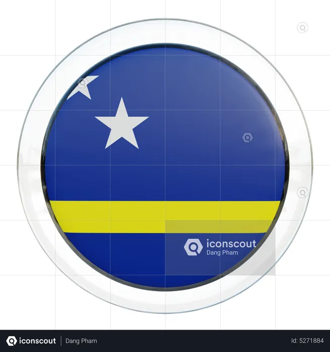 Drapeau rond de Curaçao Flag 3D Icon