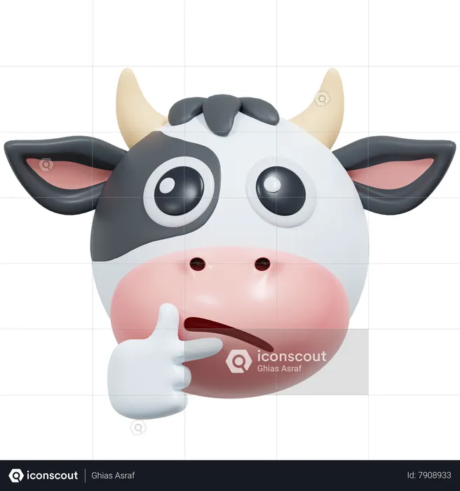 Curious Cow Emoji 3D Icon