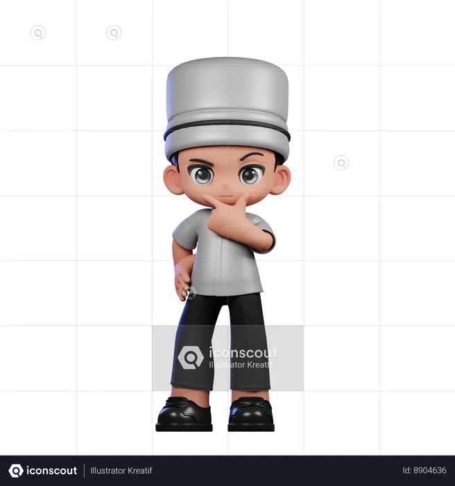 Curious Cute Chef  3D Illustration