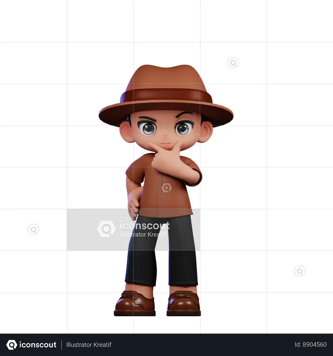 Curious Cute Detective  3D Illustration