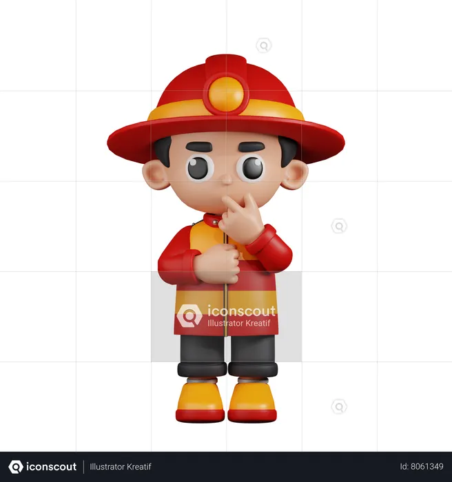Curious  Fireman  3D Illustration