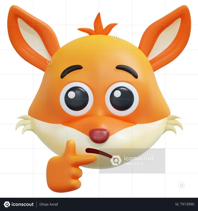Curious Fox Emoticon Emoji 3D Icon