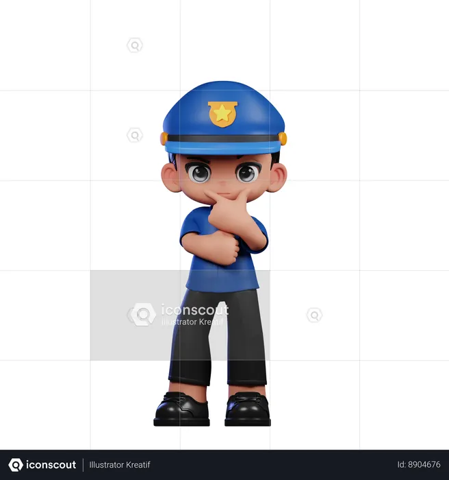 Curious Policeman  3D Illustration