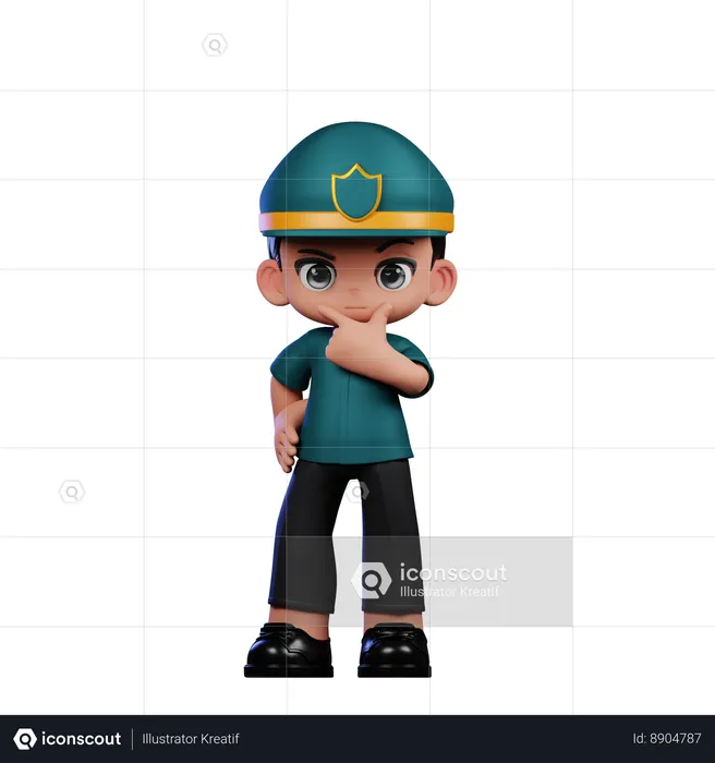 Curious Policeman  3D Illustration