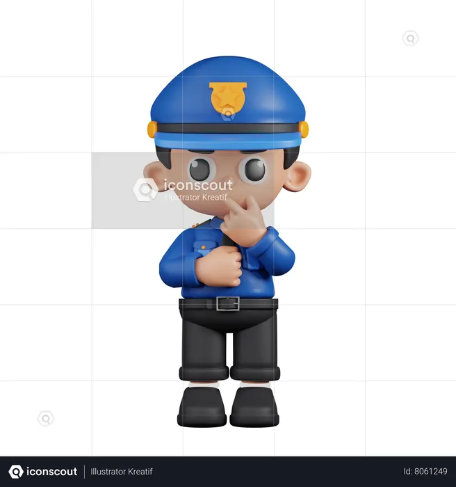 Curious  Policeman  3D Illustration