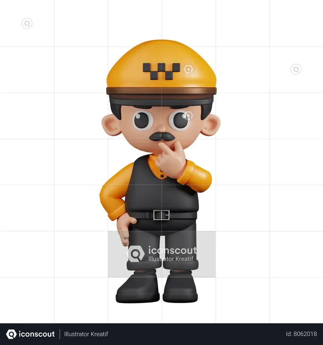 Curious Taxi Driver  3D Illustration