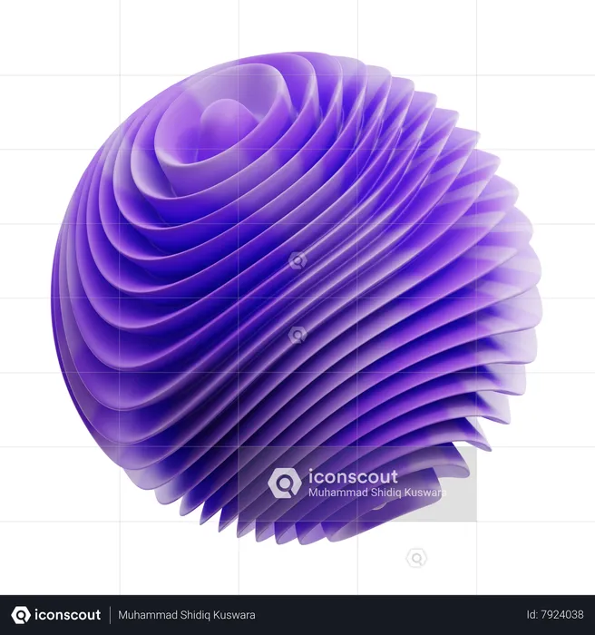 Curl Gradient Wave Abstract Shape  3D Icon
