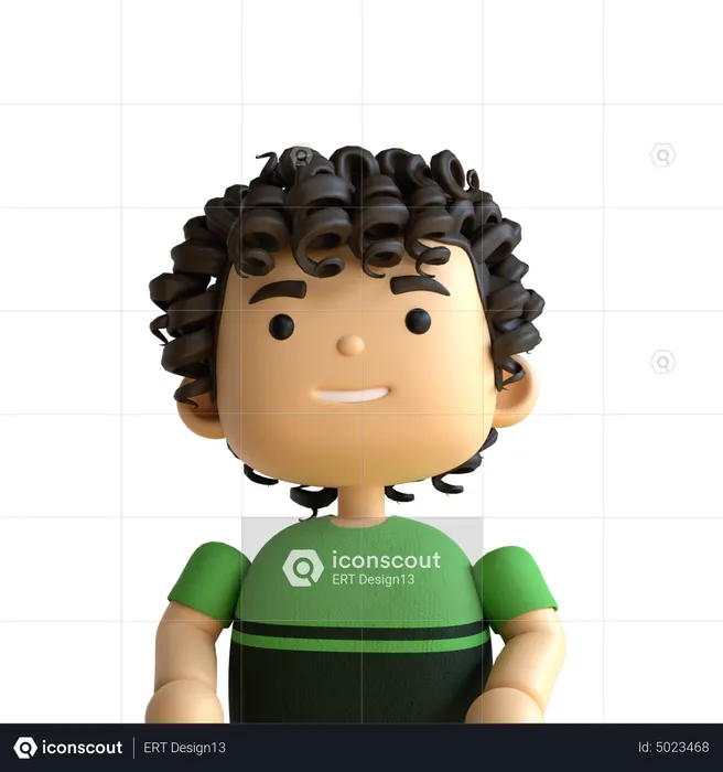 Curly Hair Boy  3D Icon
