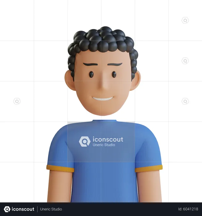 Curly Hair Man  3D Icon