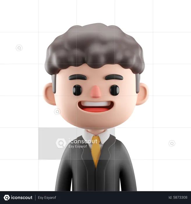 Curly Hair Man  3D Icon