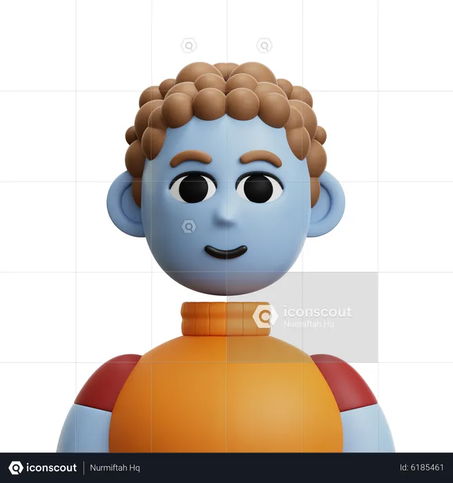 Curly Hair Man  3D Icon