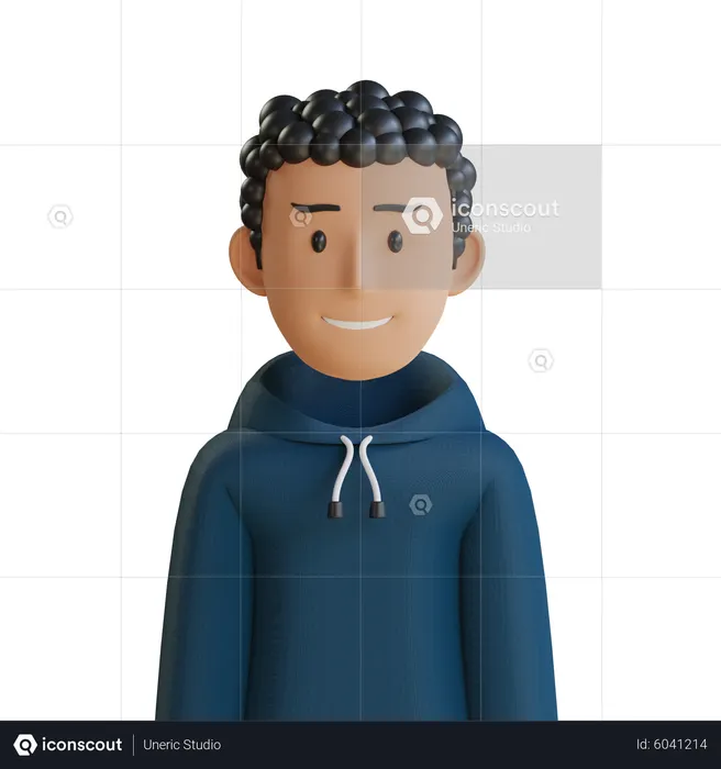 Free Curly Hair Man 3D Icon download in PNG, OBJ or Blend format