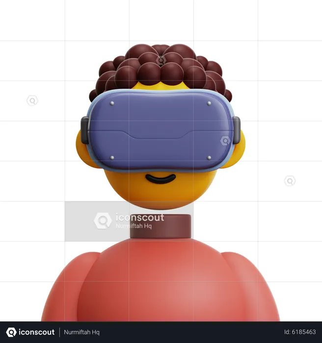 Curly Hair Man with VR Glasses  3D Icon