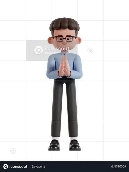 Curly Haired Businessman Doing Welcoming Gesture  3D Illustration