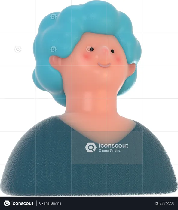 Curly haired lady  3D Illustration