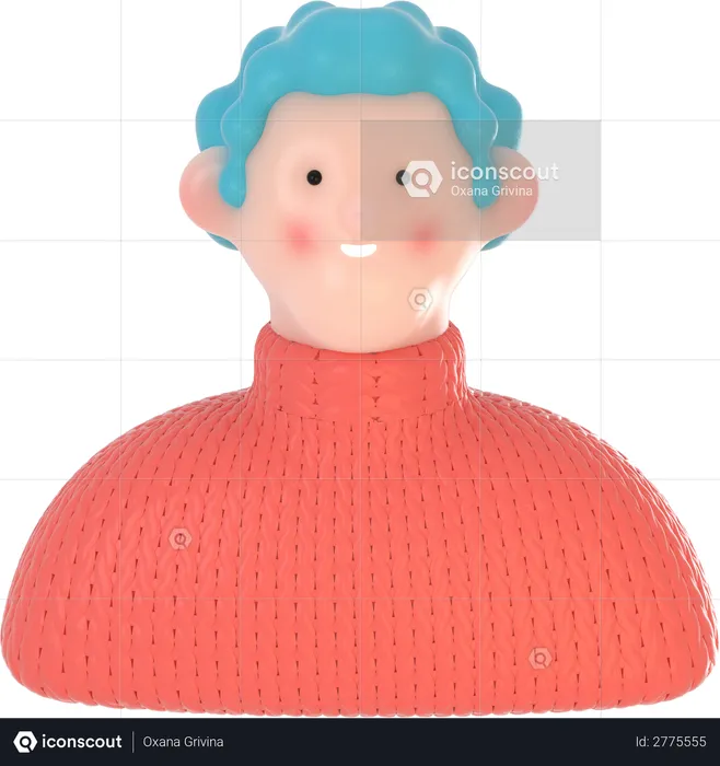 Curly small haired boy  3D Illustration