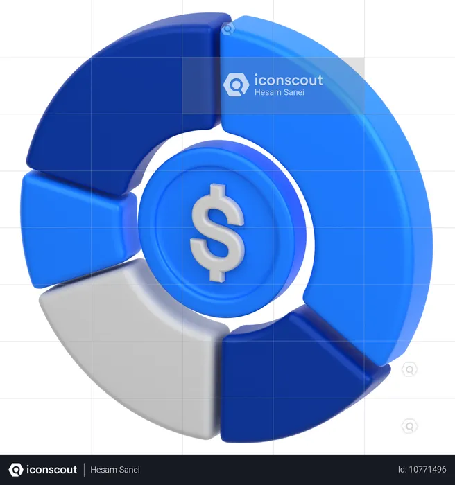 Currency pie chart  3D Icon