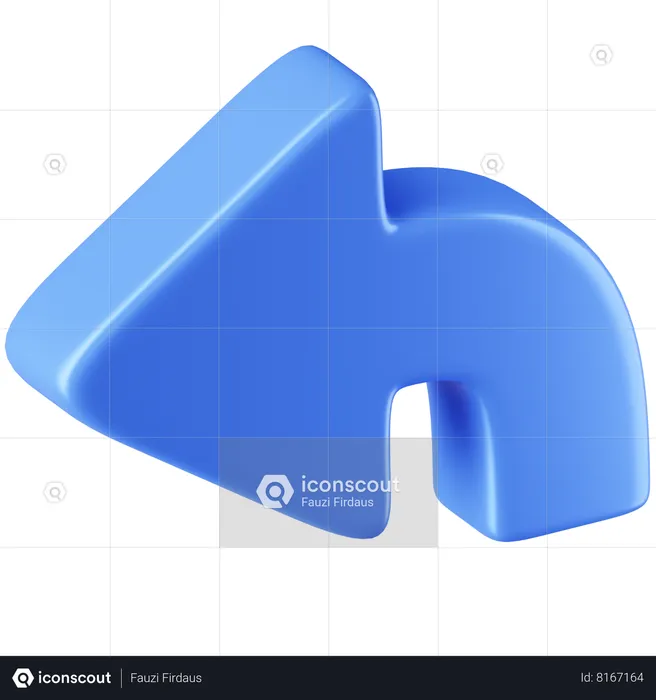 Curved Arrow Left  3D Icon