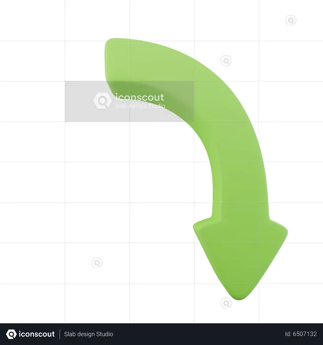 Curved Down Arrow  3D Icon