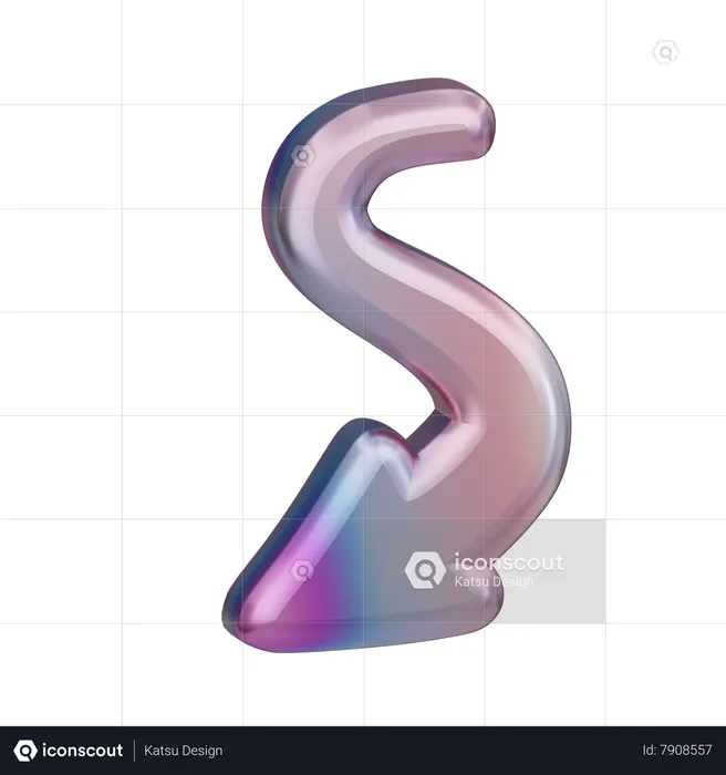 Curved Down Arrow  3D Icon