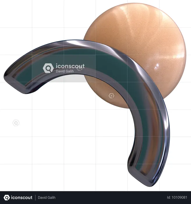 Curved Metallic Abstraction  3D Icon