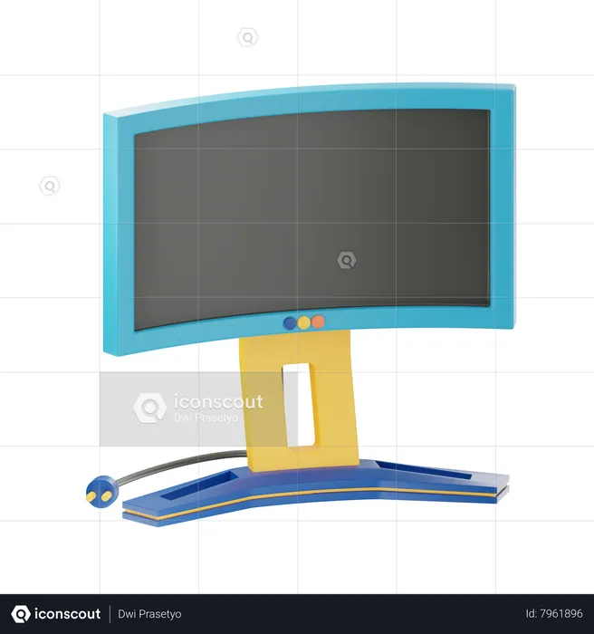 Curved Monitor  3D Icon