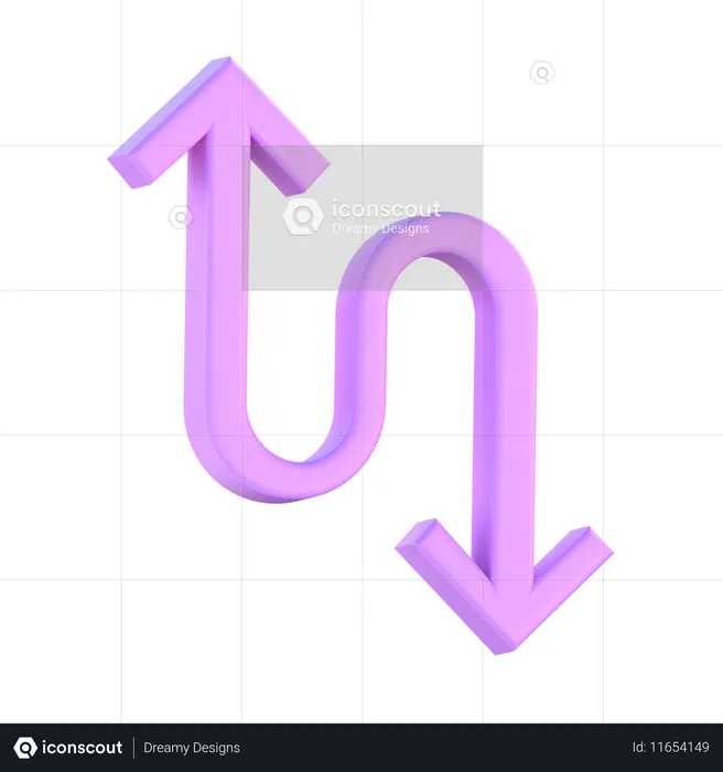 Curved Up And Down Arrow  3D Icon