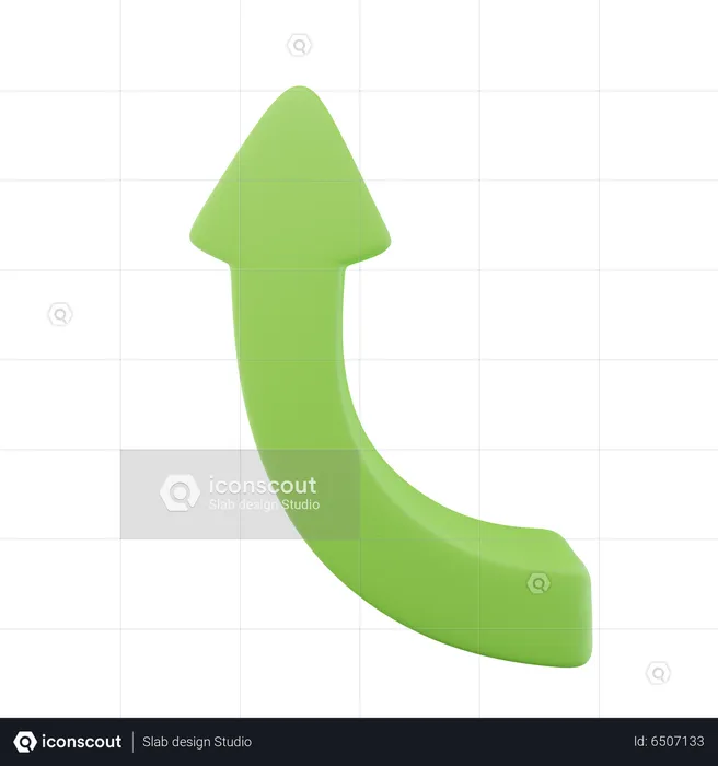 Curved Up Arrow  3D Icon