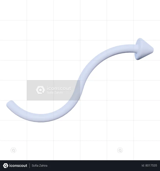 Curved Up Arrow  3D Icon
