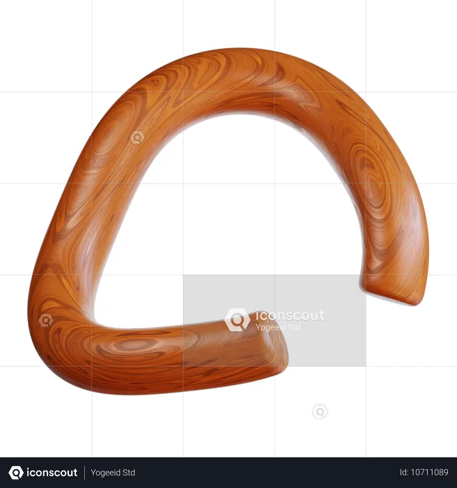 Curved Wooden Ringlike Object  3D Icon