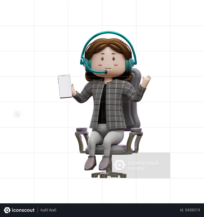 Customer care agent showing smartphone  3D Illustration