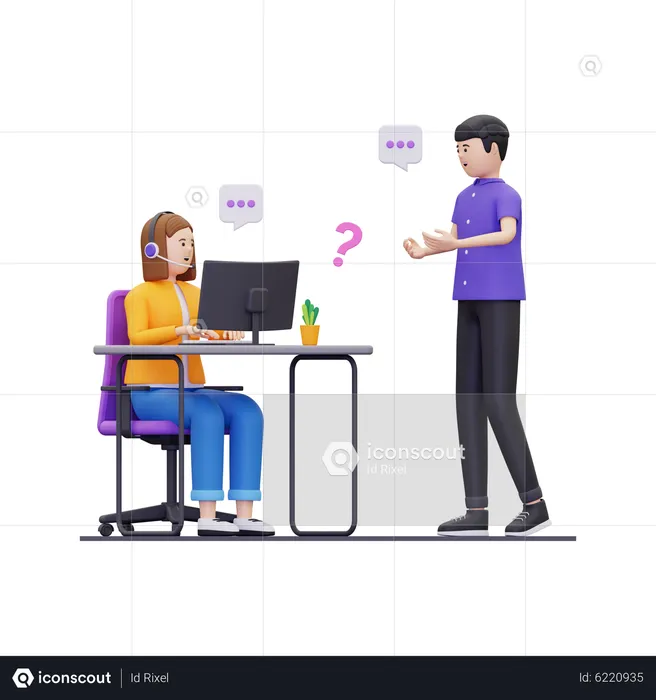 Customer care desk  3D Illustration