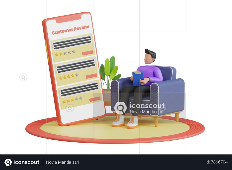 Customer feedback review experience rating  3D Illustration