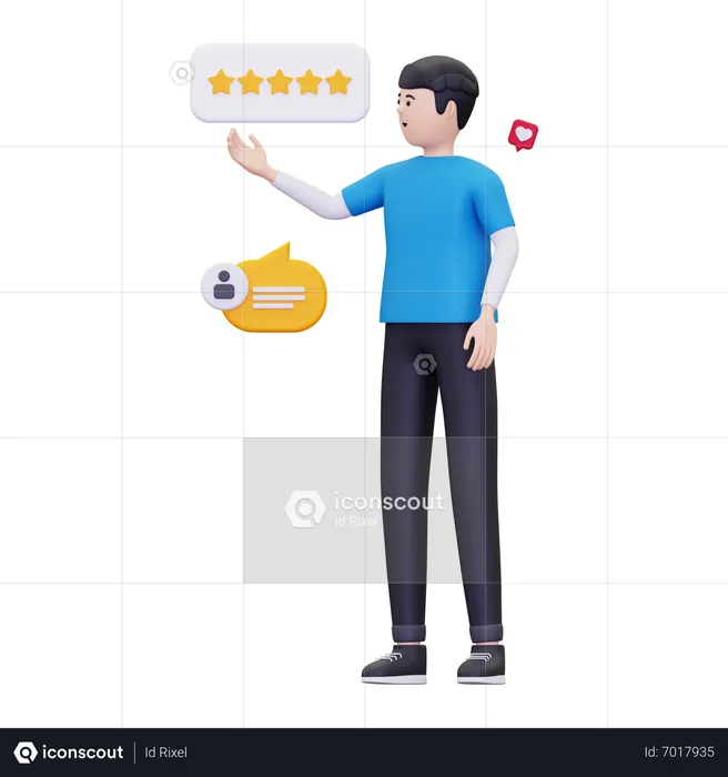 Customer Give Positive Review  3D Illustration