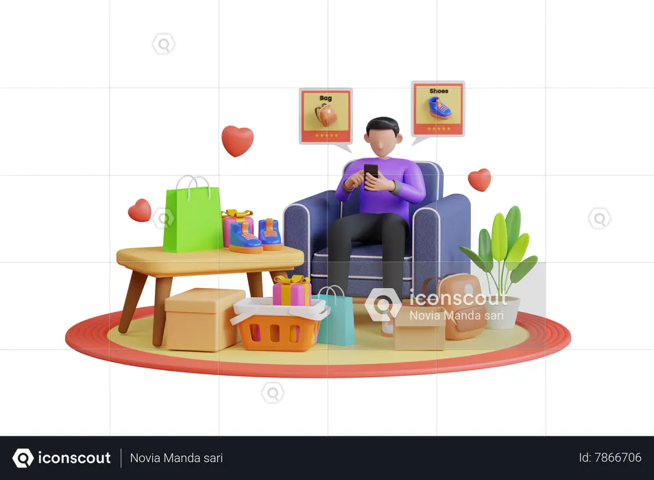 Customer review rating online shopping  3D Illustration